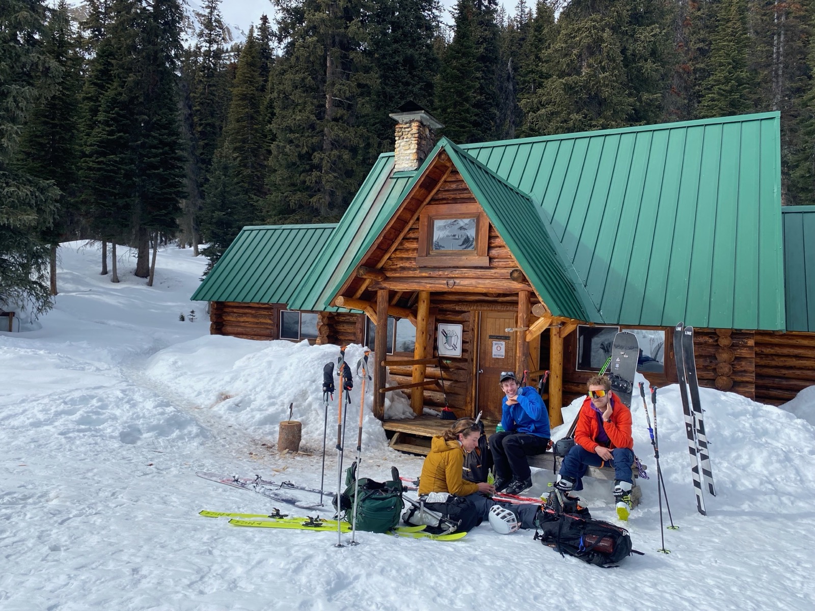 Skiing above the Stanley Mitchell Hut.